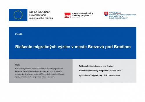 Plagát riešenie migračných výziev v meste Brezová pod Bradlom